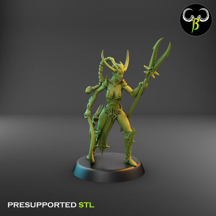 Spider Cultist Leaders, Dark Elf Melee Squad (4 Variants Available) - Clay Beast Creations