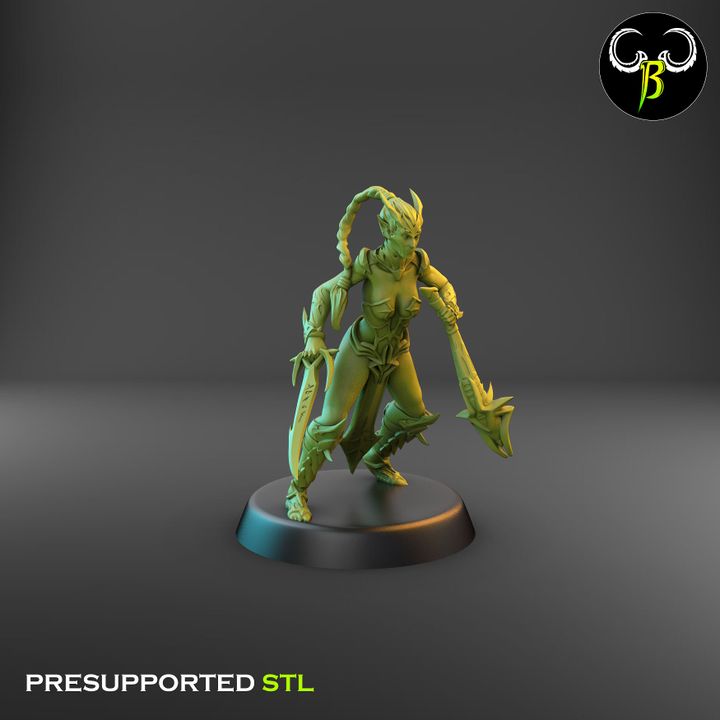 Spider Cultist Leaders, Dark Elf Melee Squad (4 Variants Available) - Clay Beast Creations