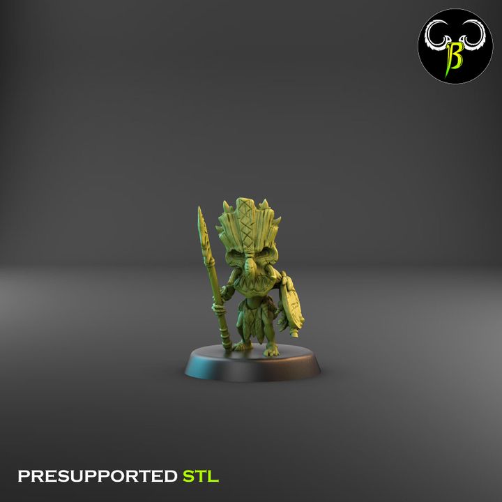 Shore Warriors, Lance Squad - Tikki Folk Melee Fighters (9 Variants Available) - Clay Beast Creations