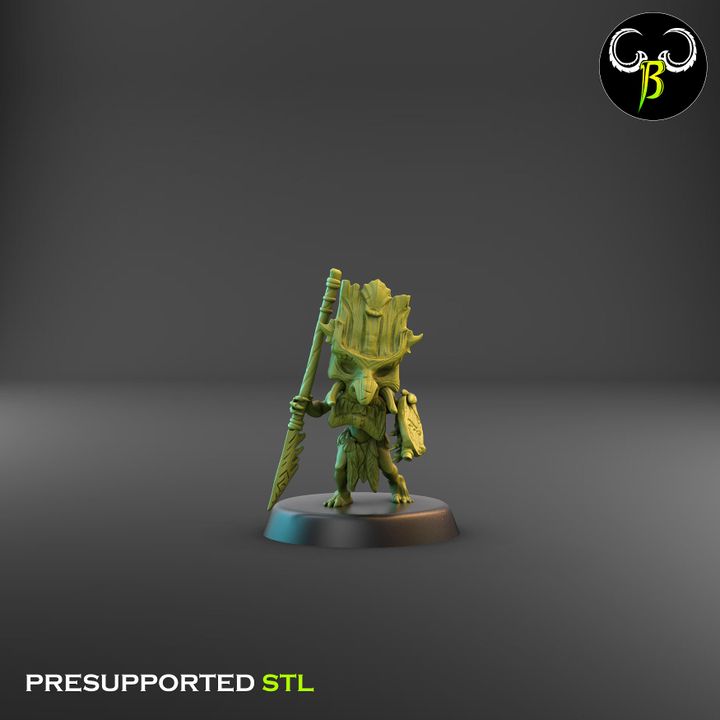 Shore Warriors, Lance Squad - Tikki Folk Melee Fighters (9 Variants Available) - Clay Beast Creations