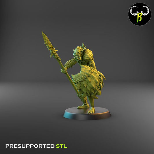 Tribztusks Spear & Shield Squad, Troll Soldiers (9 Variants Available) - Clay Beast Creations