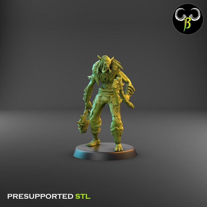 Tribztusks Double Axe Squad, Troll Soldiers (9 Variants Available) - Clay Beast Creations