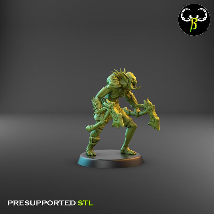 Tribztusks Double Axe Squad, Troll Soldiers (9 Variants Available) - Clay Beast Creations