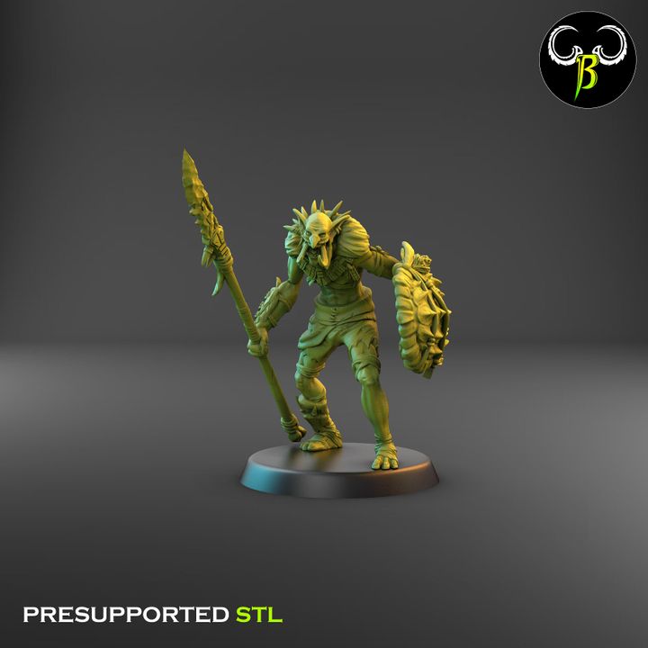 Tribztusks Spear & Shield Squad, Troll Soldiers (9 Variants Available) - Clay Beast Creations