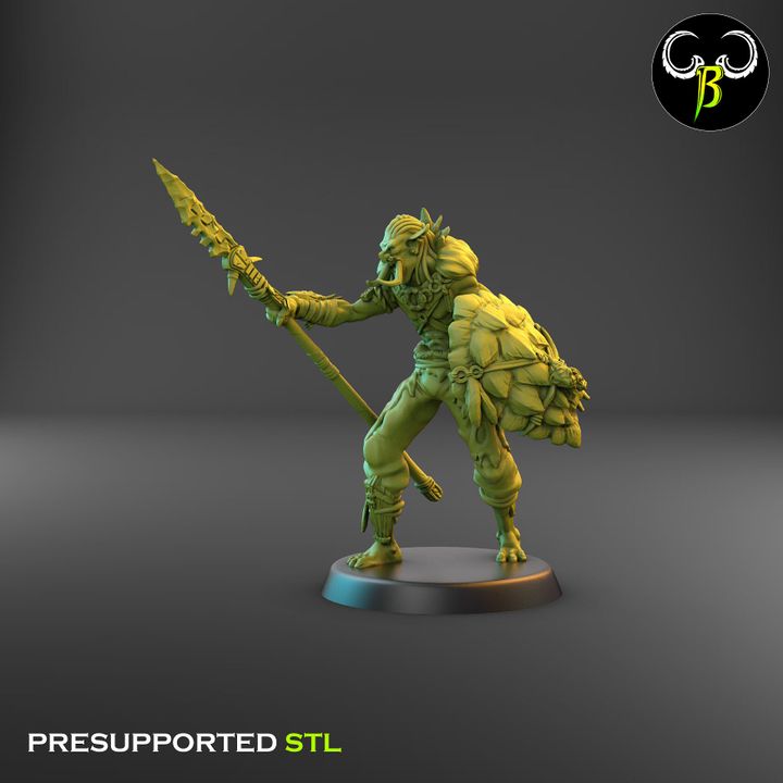 Tribztusks Spear & Shield Squad, Troll Soldiers (9 Variants Available) - Clay Beast Creations