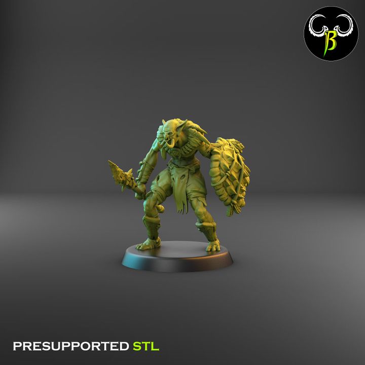 Tribztusks Spear & Shield Squad, Troll Soldiers (9 Variants Available) - Clay Beast Creations