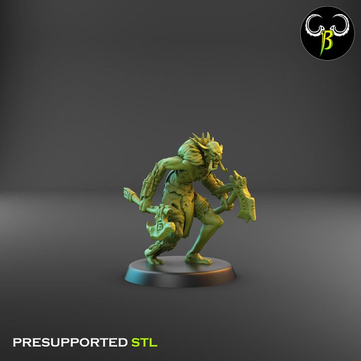 Tribztusks Double Axe Squad, Troll Soldiers (9 Variants Available) - Clay Beast Creations