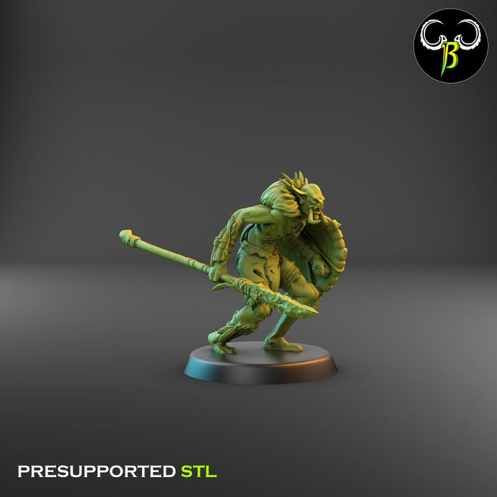Tribztusks Spear & Shield Squad, Troll Soldiers (9 Variants Available) - Clay Beast Creations