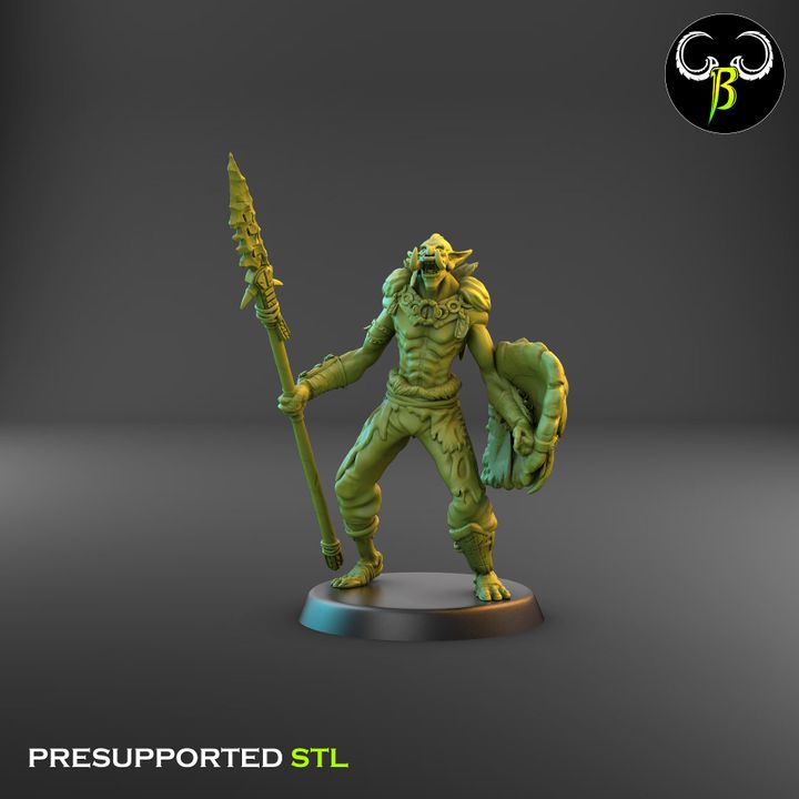Tribztusks Spear & Shield Squad, Troll Soldiers (9 Variants Available) - Clay Beast Creations