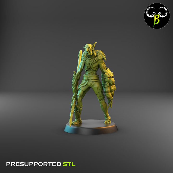 Tribztusks Spear & Shield Squad, Troll Soldiers (9 Variants Available) - Clay Beast Creations