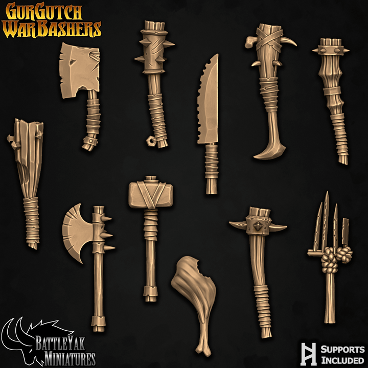 GurGutch Arsenal, Ogre Weapons Customisation Pack - 32mm Scale (18 Variants Available) - Battle Yak