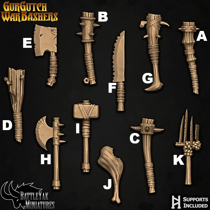 GurGutch Arsenal, Ogre Weapons Customisation Pack - 32mm Scale (18 Variants Available) - Battle Yak