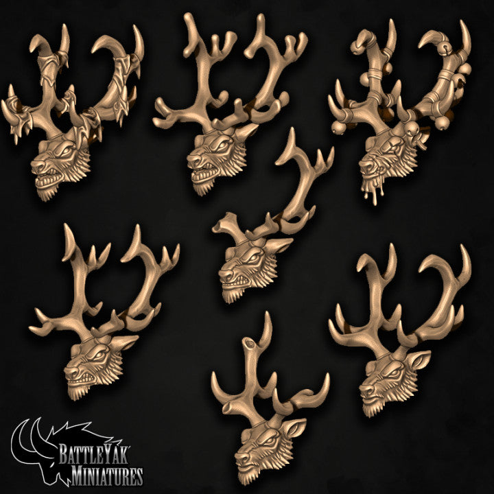 Banedeer Heads, Reindeer Stag Folk Customisation Pack (8 Variants Available) - Battle Yak