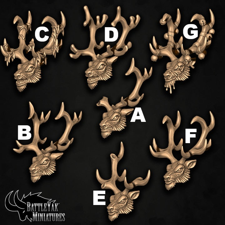 Banedeer Heads, Reindeer Stag Folk Customisation Pack (8 Variants Available) - Battle Yak