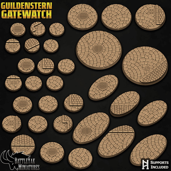 Gatewatch Lane Bases - City Cobblestones Terrain Base Set (32 Variants Available) - Battle Yak