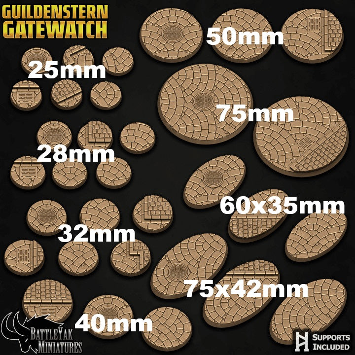 Gatewatch Lane Bases - City Cobblestones Terrain Base Set (32 Variants Available) - Battle Yak