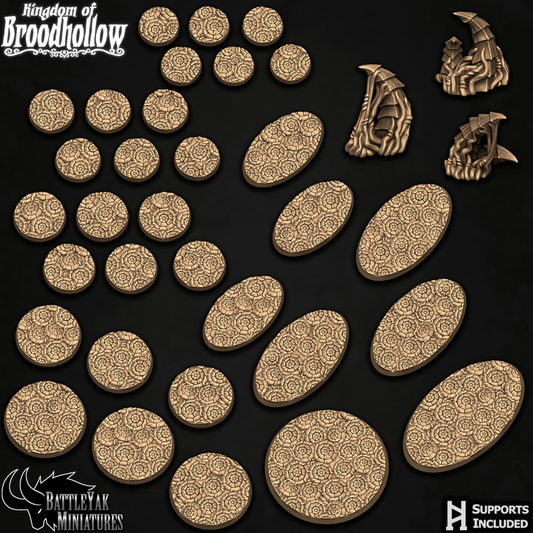Fossilstone Bases - Spiral Ammonite Rocks Terrain Base Set (35 Variants Available) - Battle Yak