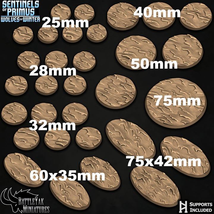 Wolves of Winter Bases - Stonefrost Tundra Terrain Base Set (31 Variants Available) - Battle Yak