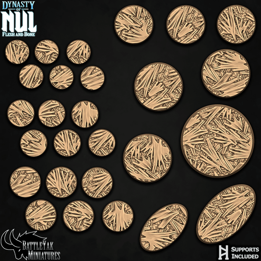 Dynasty of Nul Flayfiend Bases - Flayed Skin and Bones Terrain Base Set (31 Variants Available) - Battle Yak
