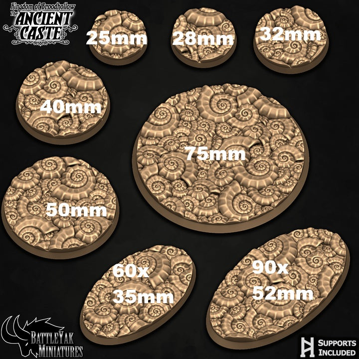Abyssal Basin Bases - Spiral Ammonite Fossil Terrain Base Set (35 Variants Available) - Battle Yak