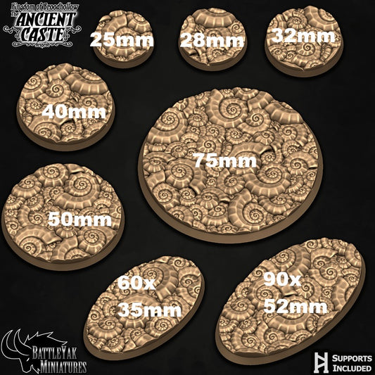 Abyssal Basin Bases - Spiral Ammonite Fossil Terrain Base Set (35 Variants Available) - Battle Yak