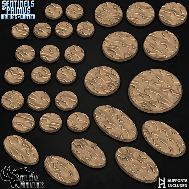 Wolves of Winter Bases - Stonefrost Tundra Terrain Base Set (31 Variants Available) - Battle Yak