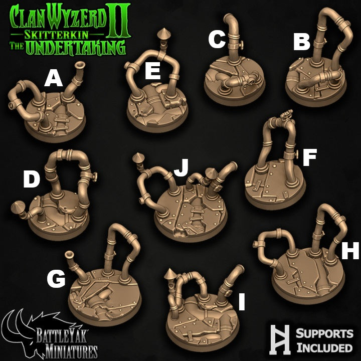 Wyzerd Skitterlair Bases, Pipes and Tubes Base Set (15 Variants Available) - Battle Yak
