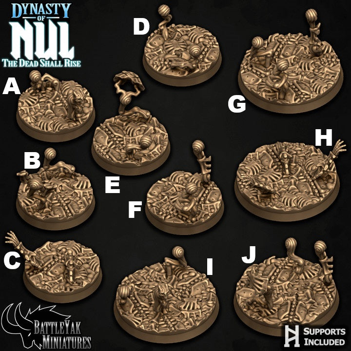 Ossified Obilisk Bases - Bones and Spectral Wisps Terrain Base Set (19 Variants Available) - Battle Yak