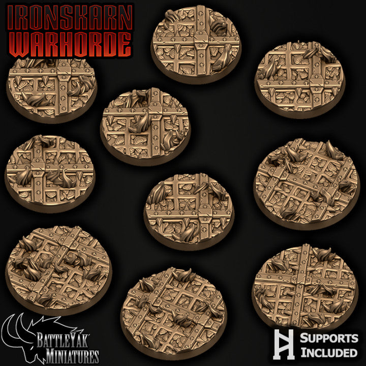 Iron Foundry Bases - Metal Grills and Flames Terrain Base Set (15 Variants Available) - Battle Yak