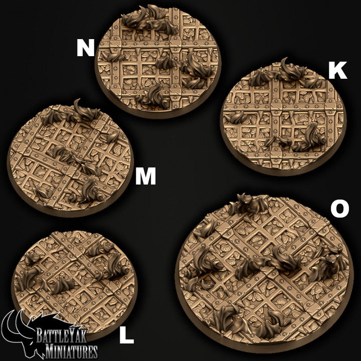 Iron Foundry Bases - Metal Grills and Flames Terrain Base Set (15 Variants Available) - Battle Yak