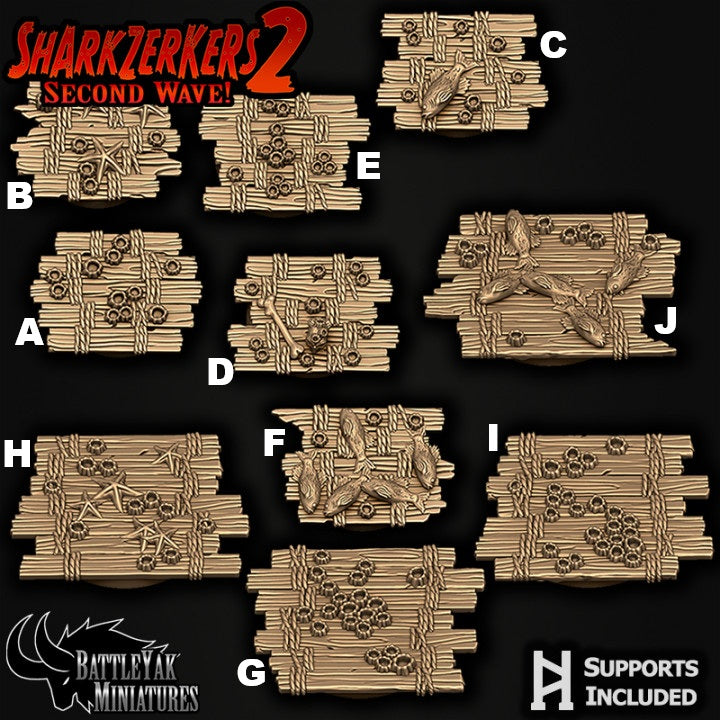 Bloodgreed Bay Base Set, Barnacled Ship Deck Bases (15 Variants Available) - Battle Yak