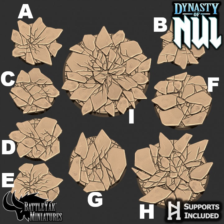 Coldstone Bases - Frozen Crags Terrain Base Set (9 Variants Available) - Battle Yak