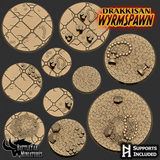 Drakkisan Wyrmspawn Bases - Flagstones and Treasure Base Set (19 Variants Available) - Battle Yak