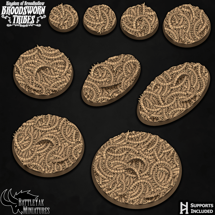 Razorwurm Nest Bases - Insect + Centipede Terrain Base Set (35 Variants Available) - Battle Yak