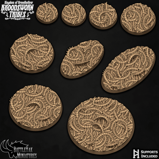 Razorwurm Nest Bases - Insect + Centipede Terrain Base Set (35 Variants Available) - Battle Yak
