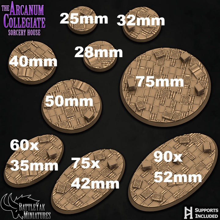 Arcanum Librarium Bases - Magical Books Terrain Base Set (34 Variants Available) - Battle Yak