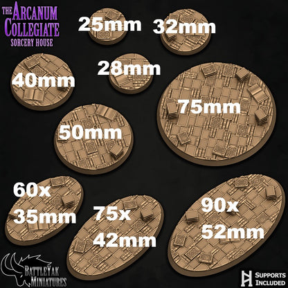 Arcanum Librarium Bases - Magical Books Terrain Base Set (34 Variants Available) - Battle Yak