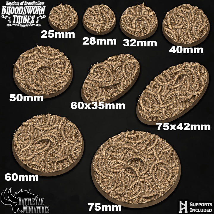 Razorwurm Nest Bases - Insect + Centipede Terrain Base Set (35 Variants Available) - Battle Yak