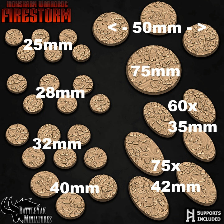 Ironskarn Caldera Bases - Molten Rock and Lava Terrain Base Set (31 Variants Available) - Battle Yak
