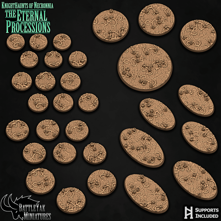 Blackrose Burial Ground Bases - Roses and Flagstones Terrain Base Set (31 Variants Available) - Battle Yak