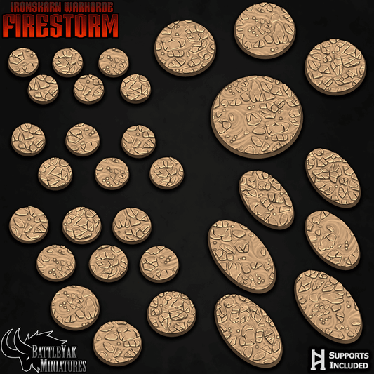Ironskarn Caldera Bases - Molten Rock and Lava Terrain Base Set (31 Variants Available) - Battle Yak