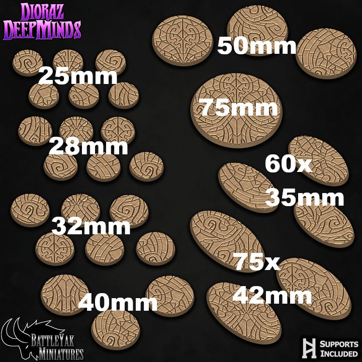 Dioraz Deepmind Bases - Carved Glyph Terrain Base Set (31 Variants Available) - Battle Yak