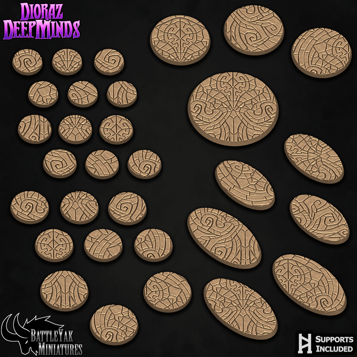 Dioraz Deepmind Bases - Carved Glyph Terrain Base Set (31 Variants Available) - Battle Yak