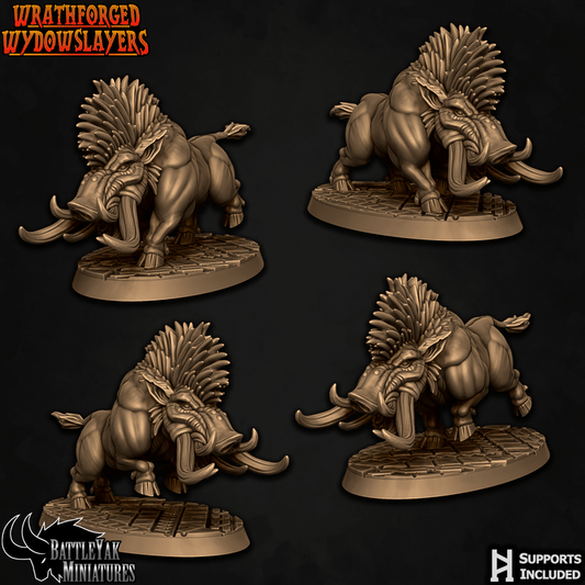 Wrathforged Wydowslayers, Wild Battleboars (4 Variants Available) - Battle Yak