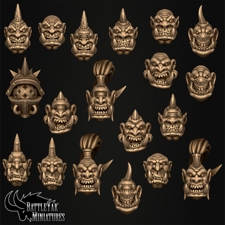 Gormolgoth Ogre Heads, Customisation Pack - 32mm Scale (19 Variants Available) - Battle Yak
