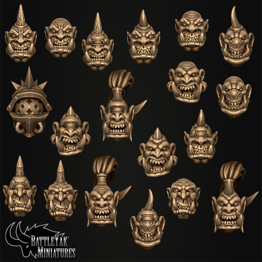 Gormolgoth Ogre Heads, Customisation Pack - 28mm Scale (19 Variants Available) - Battle Yak