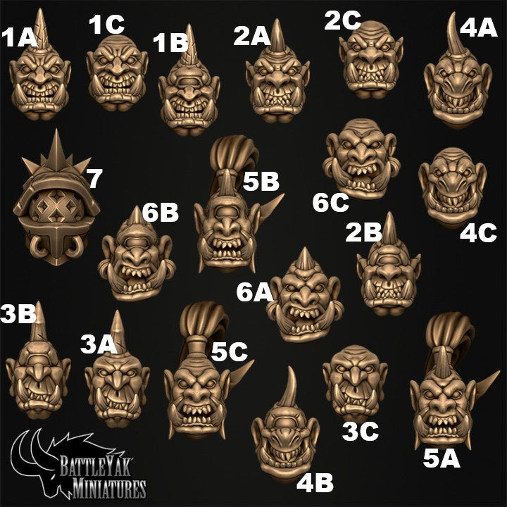 Gormolgoth Ogre Heads, Customisation Pack - 32mm Scale (19 Variants Available) - Battle Yak