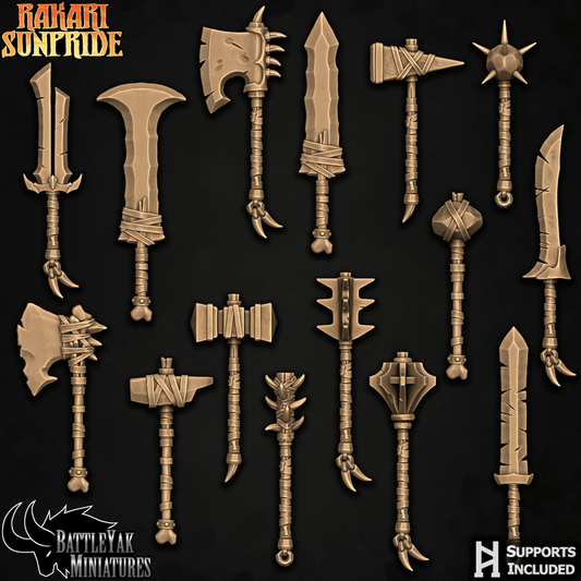 Rakari Sunpride Weapons, Customisation Pack - 28mm Scale (15 Variants Available) - Battle Yak
