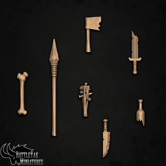 Grotgear Goblin Weapons, Customisation Pack - 32mm Scale (8 Variants Available) - Battle Yak