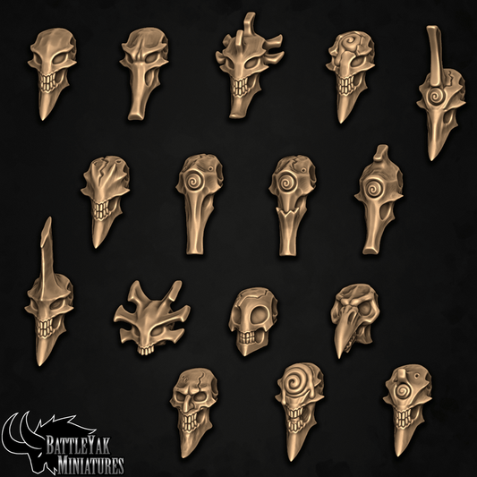 Dynasty of Nul Flayerfiends Heads, Mutated Undead Skulls Customisation Pack - 28mm Scale (16 Variants Available) - Battle Yak
